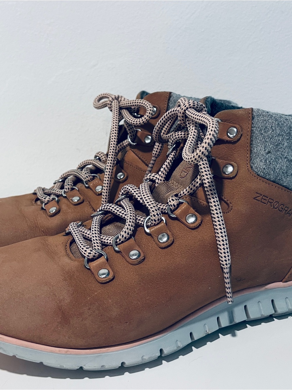 Cole Haan ZeroGrand Leather Hiker Boots Rose Pink - Womens 8.5